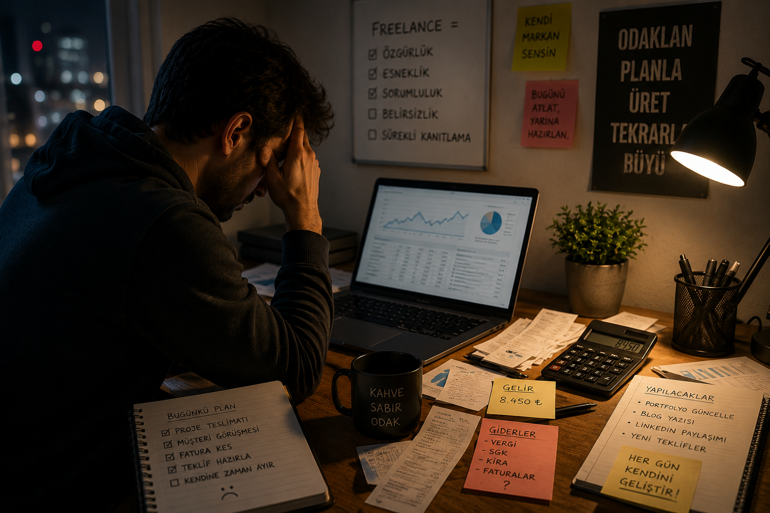 stressed person looking at computer screen