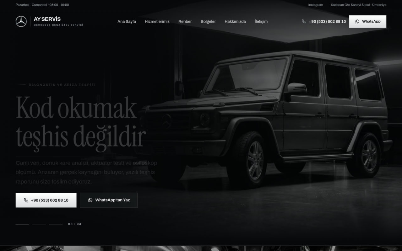 Ay Servis — сайт сервиса Mercedes-Benz